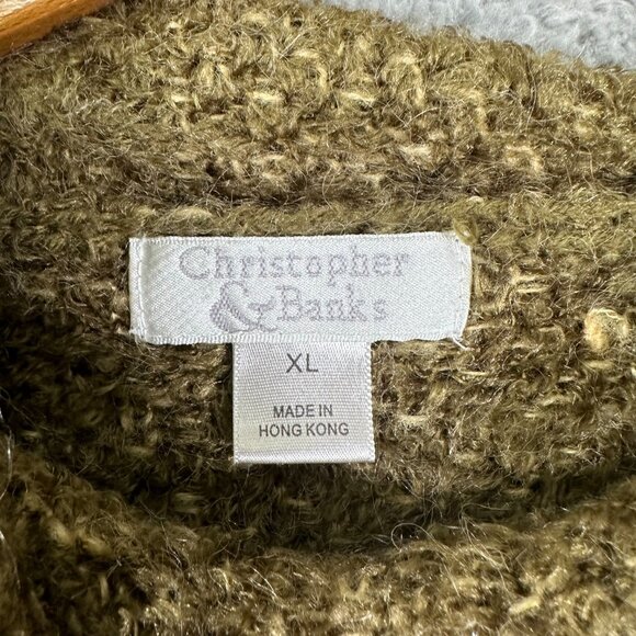 Christopher & Banks Sweater Green Cable Knit Women’s Size XL Soft - Picture 7 of 11